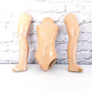 Antique Paper Mache Doll Parts: Torso & Legs, Assemblage Art, Creepy Halloween Decor