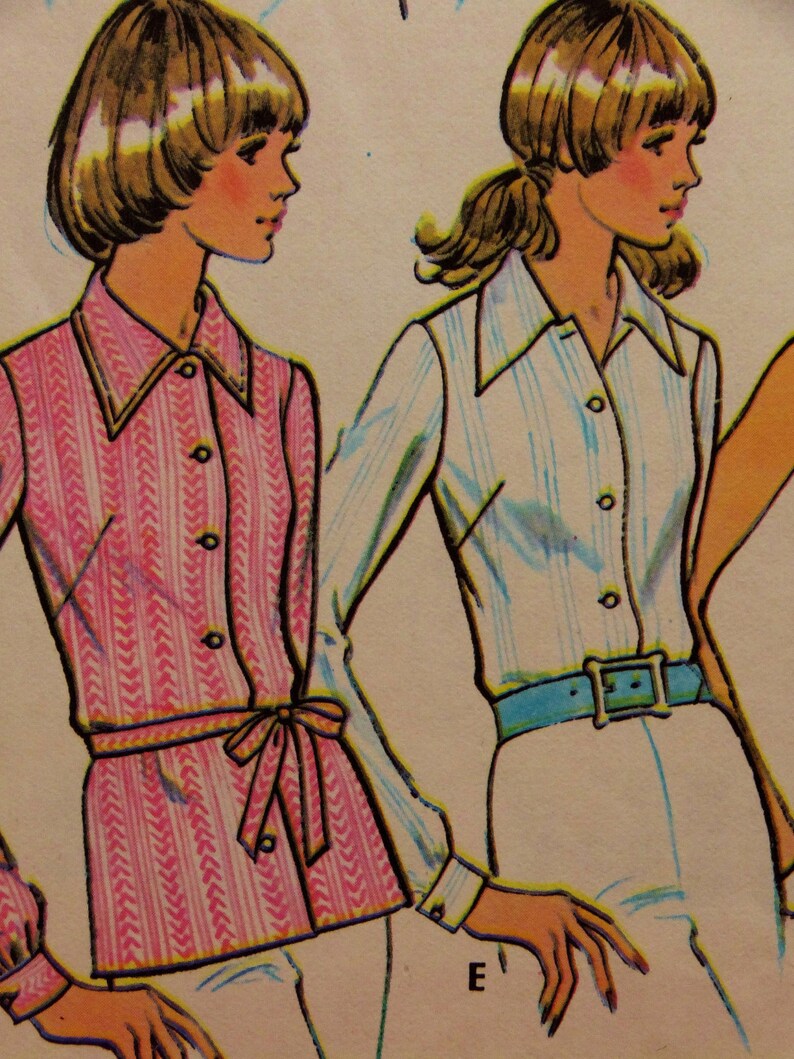 Brady Bunch Top Vtg McCall's Blouse Pattern 70's Top Pattern 3550 Pullover Blouse Casual Semi Fitted Blouse Womens Size 12 Bust 34 Medium image 4