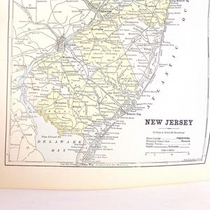 Antieke kaart van New Jersey 1888 kaart New York kaart Brooklyn kaart Americana kaart originele kaart antieke kaart afdrukken authentieke oude kaart muur