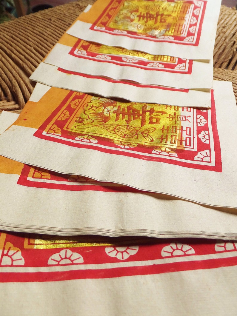 Chinese Joss Paper Orange Metallic Decorative Paper Etsy