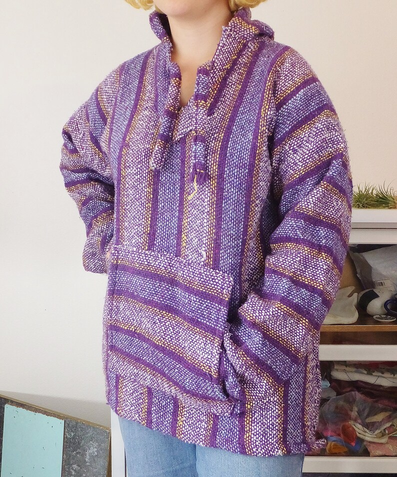Purple Striped Baja Pullover Baja Sweatshirt Baja Sweater Size Etsy