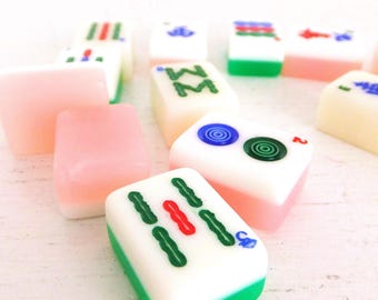 Vintage Mahjong Tiles: Acrylic Lucite Game Pieces, Jewelry Supply (12 Random Pieces)