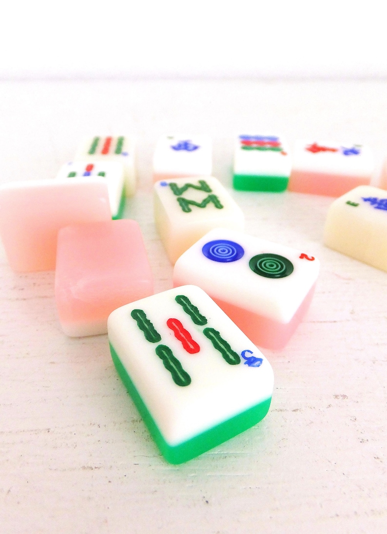 Vintage Mahjong Tiles: Acrylic Lucite Game Pieces, Jewelry Supply (12 Random Pieces) image 1
