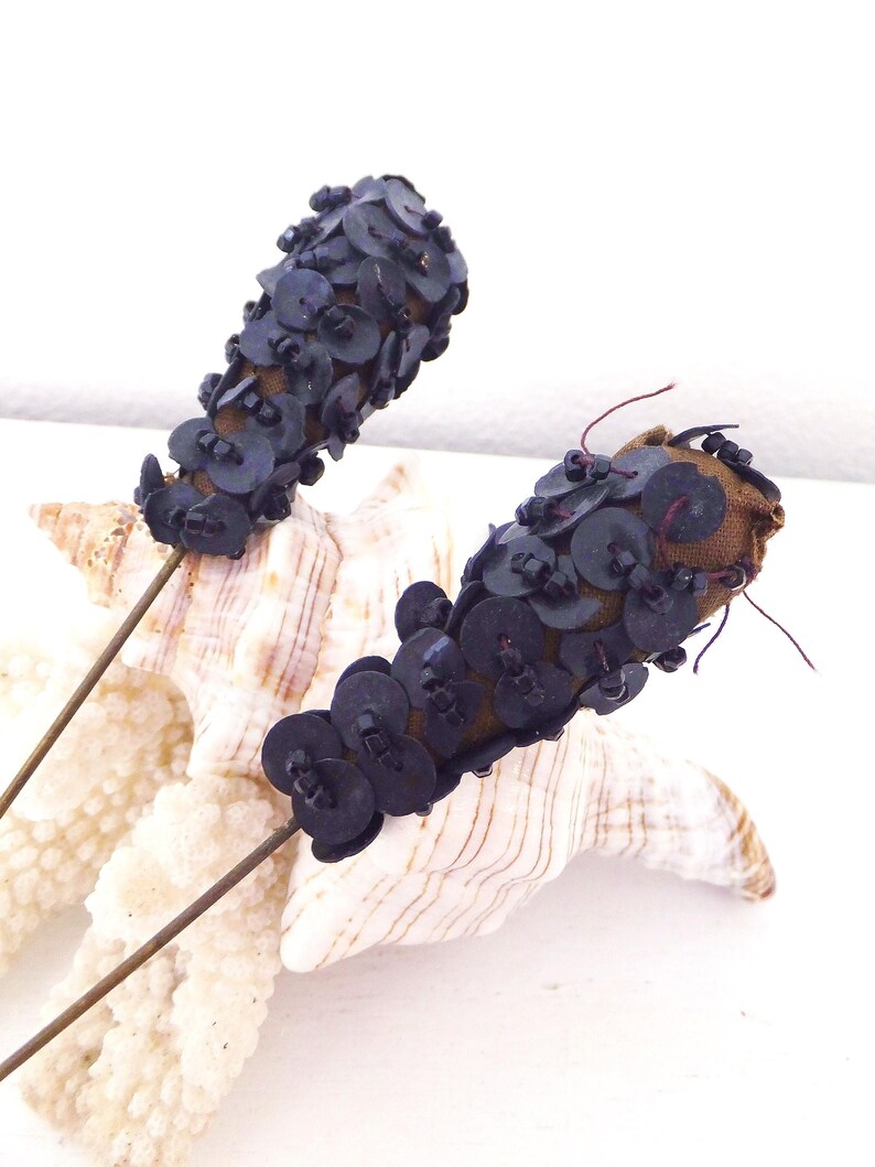 Antique Beaded & Sequined Hat Pins • Victorian Costume Props • Steampunk Accessories image 3