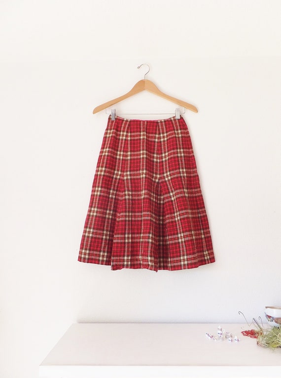 Mid Century Wool Skirt Vintage Pendleton Plaid Woo