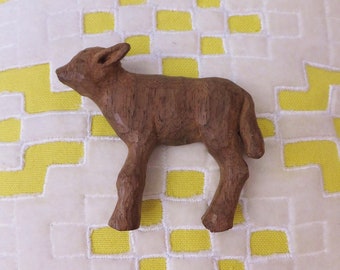 Hand Carved Wooden Lamb Brooch Lamb Pin Spring Pin Art Pin Wooden Jewelry Farmhouse Decor Large Pin Large Brooch Handmade Jewelry Animal Pin