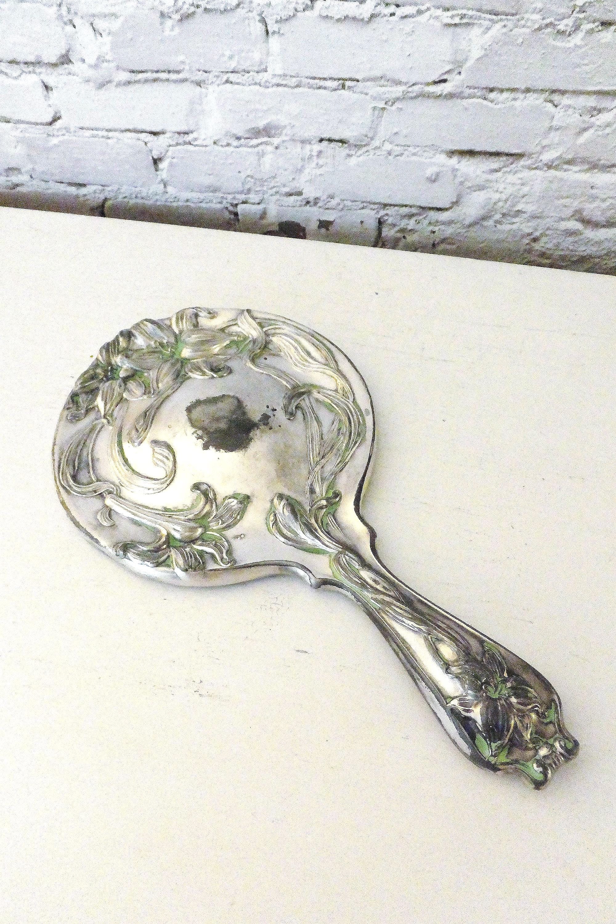 Antique silver plated hand mirror - Etsy 日本