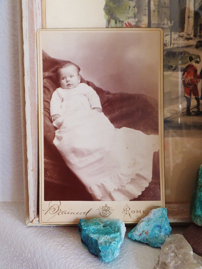 Brainerd Photographers Old Photo Tintype Photography Steampunk Decor Paper Ephemera Victorian Antique Baby Photo in Sepia Black /& White J.M