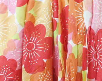 Colorful Silky Fabric for Dress Fabric for Blouse Batiste Print Large Floral Print Flower Pattern Red, Pink, Peach, Tangerine Orange 5 yards