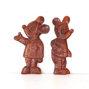 Vintage 1970s Mickey Mouse Wood Carving: Retro Kids Room Decor