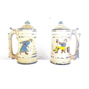 Vintage Cliff House Souvenir Pewter Beer Stein Salt & Pepper Shakers