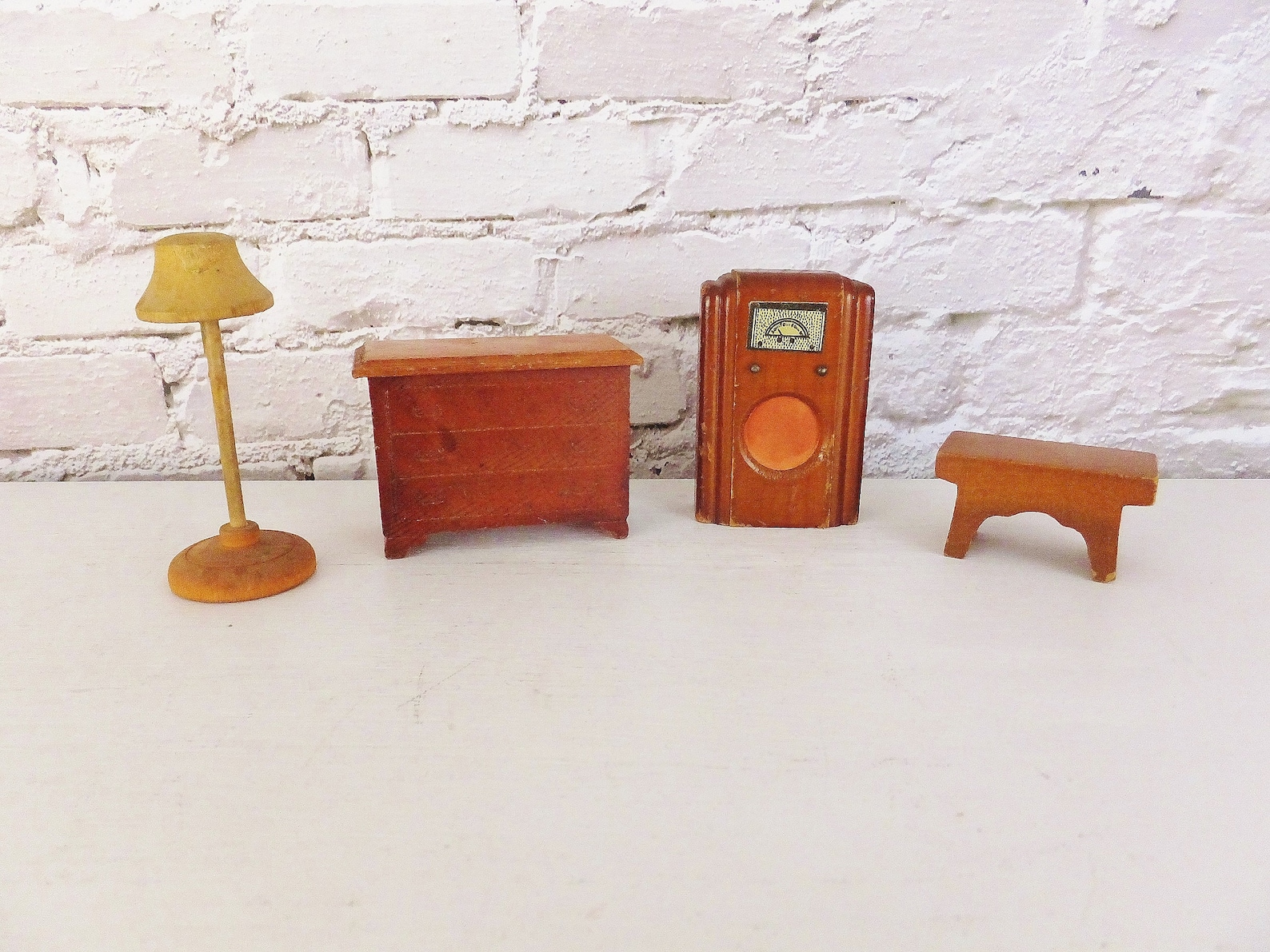 Vintage Wooden Doll House Miniatures Wood Doll House Furniture Etsy