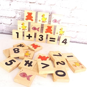Wooden Math Blocks Learning Toy Educational Blocks Wooden Blocks for Children Toy Blocks Math Aids Blocks for Crafts Animal Blocks Bear