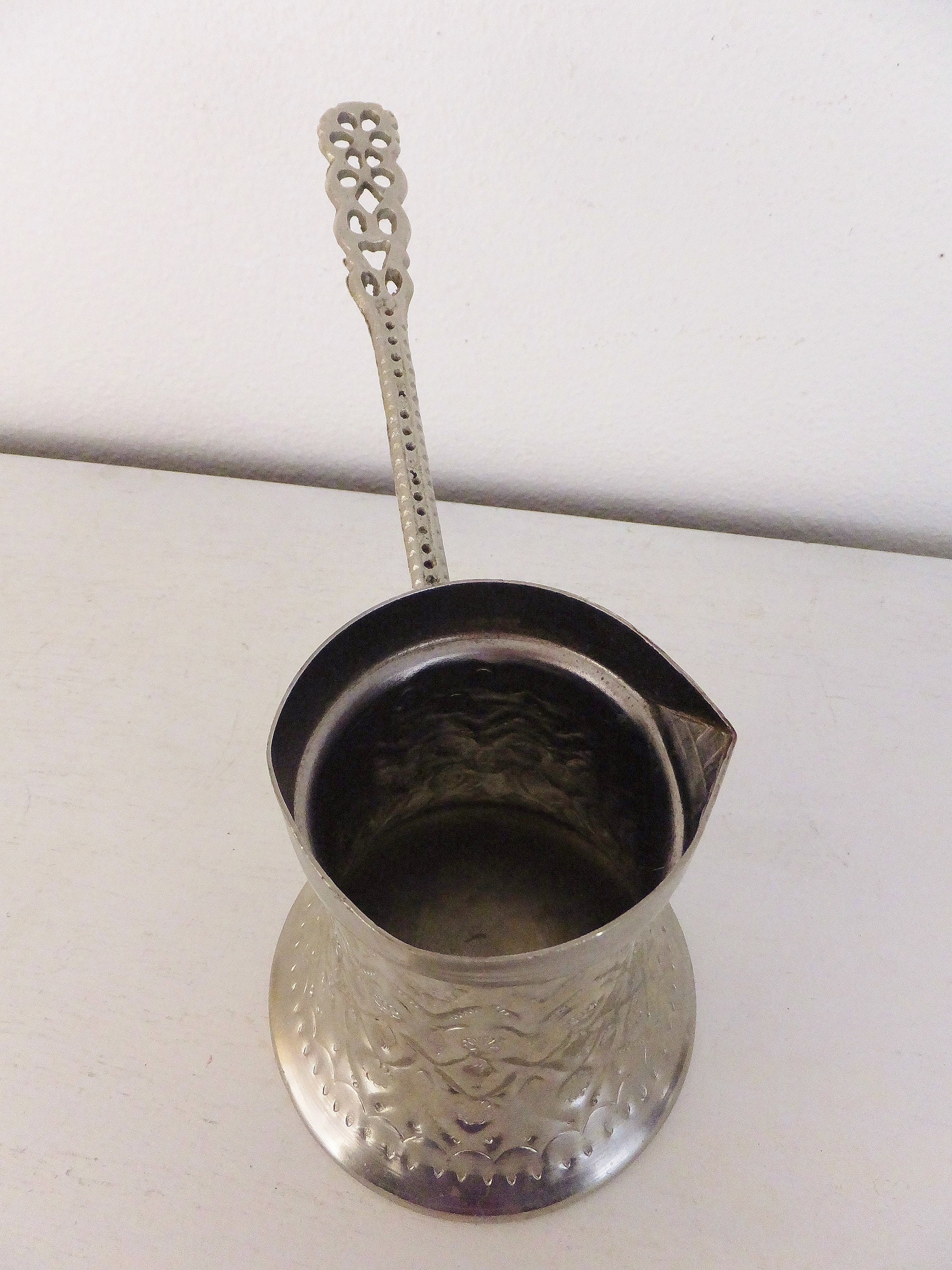 Decorated Steel Turkish Coffee Pourer Pot Metal Warming Pot Etsy
