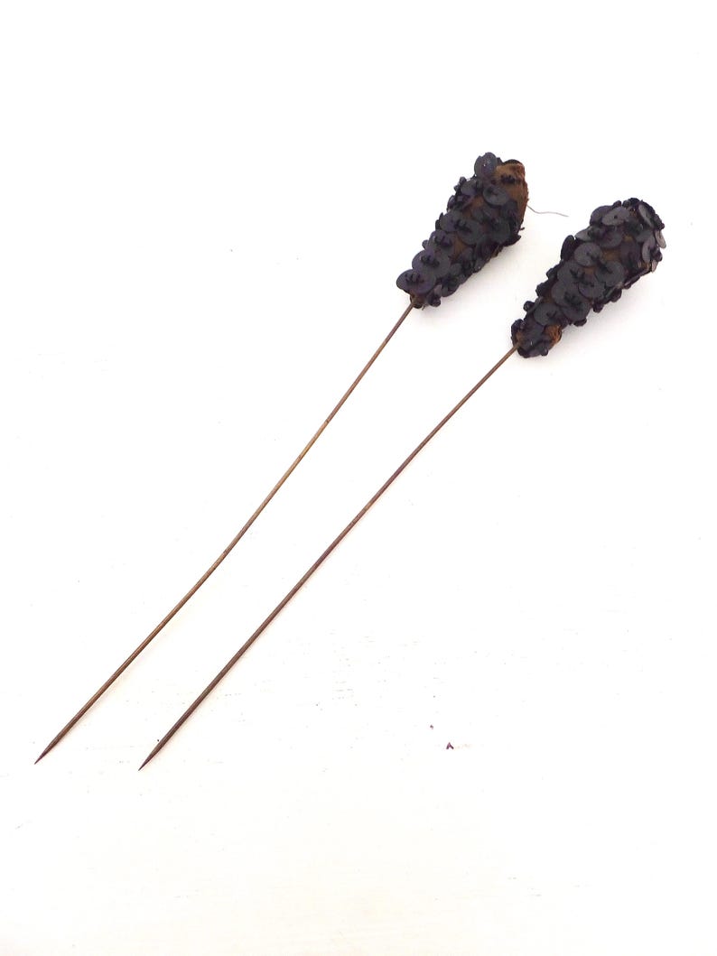 Antique Beaded & Sequined Hat Pins • Victorian Costume Props • Steampunk Accessories image 8
