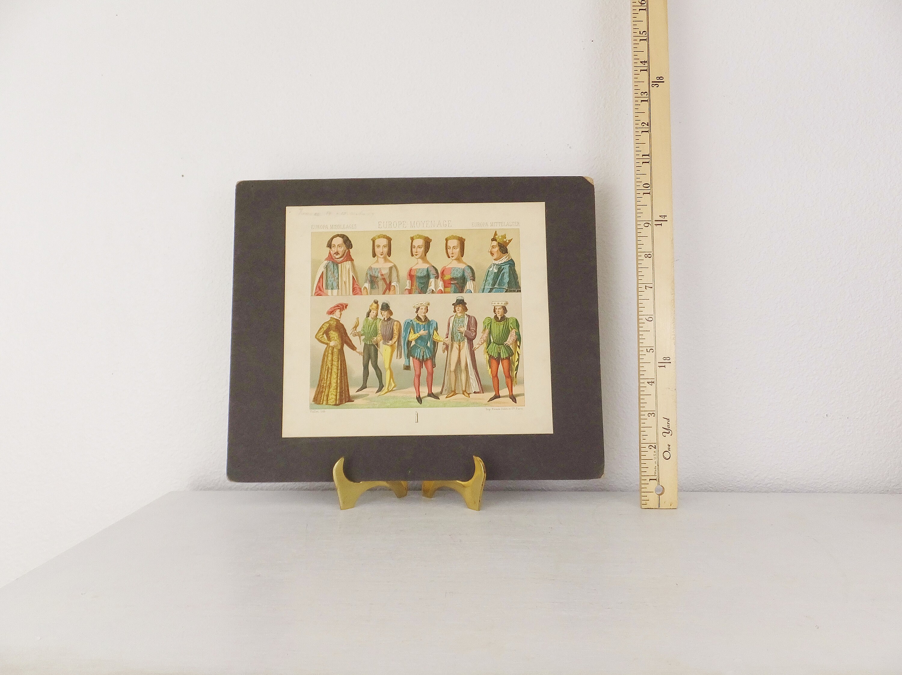 フランスアンティーク貴婦人版画　マーブル額装　最大サイズ A006【版画複製版】フランスアンティーク 貴婦人 ファッション誌