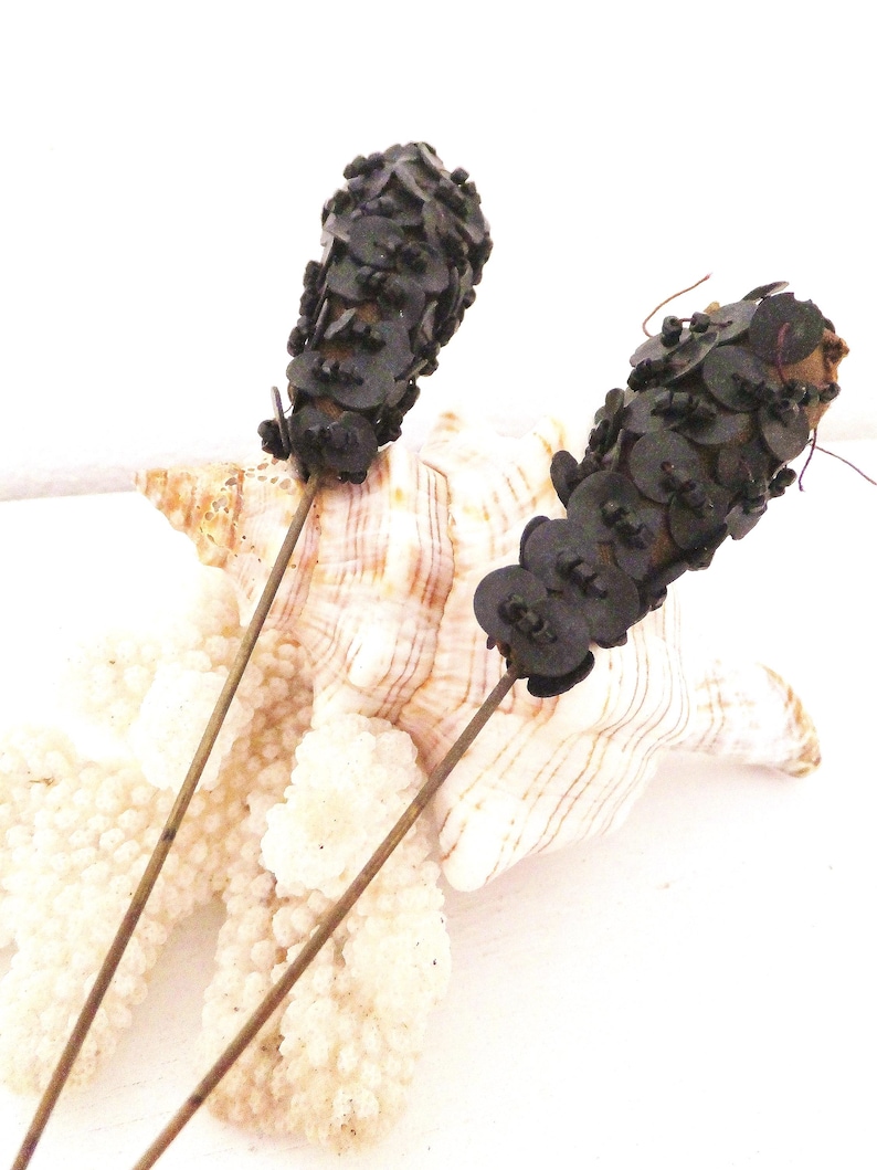 Antique Beaded & Sequined Hat Pins • Victorian Costume Props • Steampunk Accessories image 1