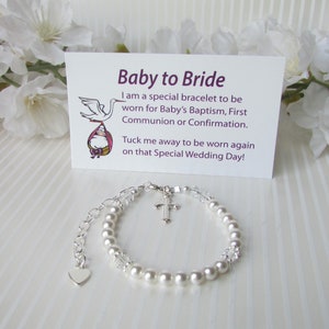 Baby Girl Baptism Bracelet  Baby to Bride® Poem BTB30