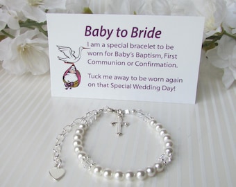 Baby Girl Baptism Bracelet  Baby to Bride® Poem BTB30