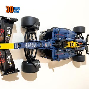 Wall Mount Bracket (horizontal) for LEGO Technic Oracle Red Bull Racing RB20 F1 car (set 42206) | 3D Printed Black Plastic Display Hook