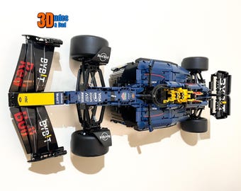 Wall Mount Bracket (horizontal) for LEGO Technic Oracle Red Bull Racing RB20 F1 car (set 42206) | 3D Printed Black Plastic Display Hook