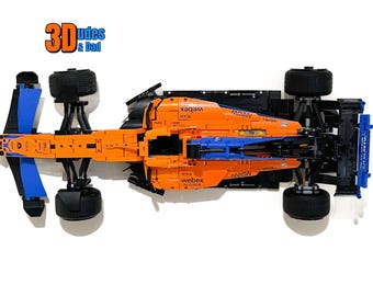 Wall Mount Bracket (horizontal) for LEGO Technic McLaren Formula 1 2022 (set 42141) | Bespoke 3D Printed Black Plastic Display Hook