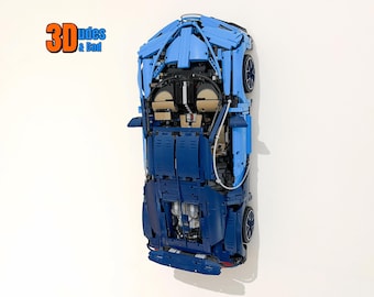 Wall Mount Bracket for LEGO Technic Bugatti Chiron (set 42083) | Bespoke 3D Printed Black Plastic Display Hook