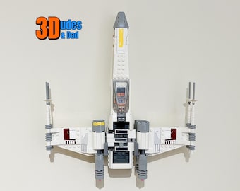 Wall Mount Bracket for LEGO Star Wars Luke Skywalker's X Wing Fighter (set 75301) | Bespoke 3D Printed Grey Plastic Display Hook