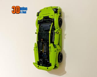 Wall Mount Bracket for LEGO Lamborghini Huracan Tecnica (set 42161) | Bespoke 3D Printed Black Plastic Display Hook