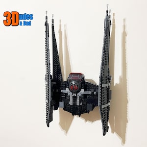 Wall Mount Bracket for LEGO Star Wars Kylo Ren&#39;s TIE Fighter (set 75179) - 3D printed