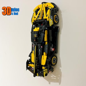 Wall Mount Bracket for LEGO Technic Bugatti Bolide (set 42151) | Bespoke 3D Printed Black Plastic Display Hook