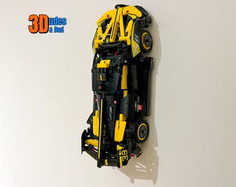 Wall Mount Bracket for LEGO Technic Bugatti Bolide (set 42151) | Bespoke 3D Printed Black Plastic Display Hook