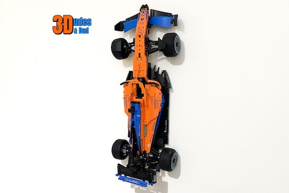 Wall Mount Bracket (vertical) for LEGO Technic McLaren Formula 1 2022 (set 42141) | Bespoke 3D Printed Black Plastic Display Hook