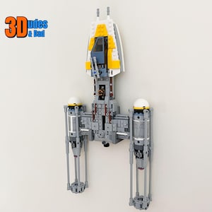 Wall Mount Bracket for LEGO Star Wars Y-Wing Starfighter (set 75172) - 3D printed plastic