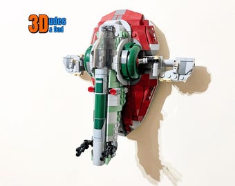 Wandhalterung für LEGO Star Wars Boba Fetts Raumschiff (Set 75312) | Maßgefertigter, 3D-gedruckter Haken aus grauem Kunststoff