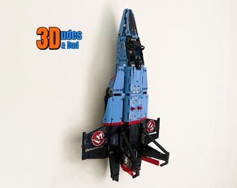 Wall Mount Bracket for LEGO Air Race Jet (set 42066) - 3D printed black plastic