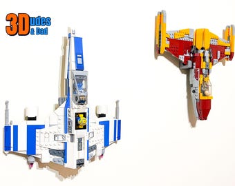Wall Mount Brackets for LEGO New Republic E-Wing vs Shin Hati's Starfighter (set 75364) | Bespoke 3D Printed Plastic Display Hooks