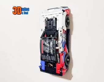 Wall Mount Bracket for LEGO Technic NASCAR Next Gen Chevrolet Camaro ZL1 (set 42153) | Bespoke 3D Printed Black Plastic Display Hook
