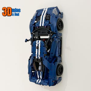 Wall Mount Bracket for LEGO Technic Ford GT (set 42154) - 3D printed plastic hanger | Bespoke 3D Printed Black Plastic Display Hook