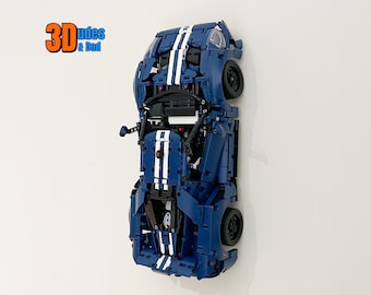 Wandmontagebeugel voor LEGO Technic Ford GT (set 42154) - 3D-geprinte plastic hanger | Op maat gemaakte 3D-geprinte zwarte plastic displayhaak