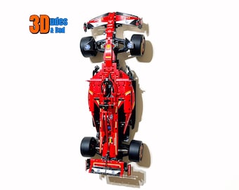 Wall Mount Bracket (vertical) for LEGO Technic Ferrari SF-24 F1 car (set 42207) | Bespoke 3D Printed Black Plastic Display Hook