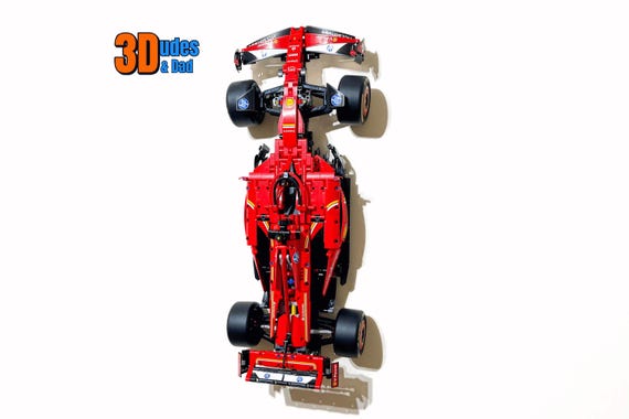 Wall Mount Bracket (vertical) for LEGO Technic Ferrari SF-24 F1 car (set 42207) | Bespoke 3D Printed Black Plastic Display Hook