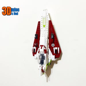 Wall Mount Bracket for LEGO Star Wars Obi Wan Kenobi&#39;s Jedi Starfigher (set 75333) - 3D printed plastic