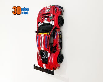Wall Mount Bracket for LEGO Technic Ferrari 488 GTE (set 42125) | Bespoke 3D Printed Black Plastic Display Hook