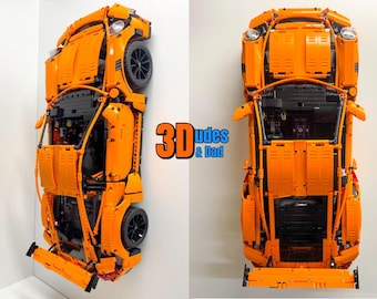 Wall Mount Bracket for LEGO Technic Porsche 911 GT3 RS (set 42056) | Bespoke 3D Printed Black Plastic Display Hook