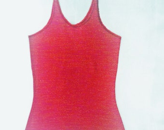 Regata vermelha brilhante Y2K, lurex em formato de ampulheta, tamanho XS, peça vintage de estoque antigo da Indie Collective.