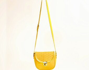 Yellow VEGAN SHOULDER or CROSSBODY Bag, Decorated With Stars, Young Teen, Ultra Cute, Made in Korea