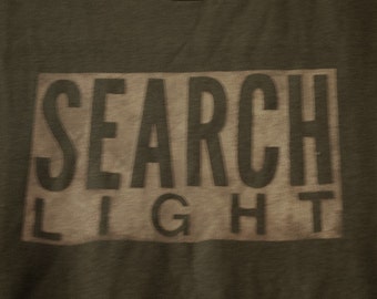 SEARCH  LIGHT TEE, Text Tee, Handmade Tee, Wearable Art, Word Tee, Graphic Tee