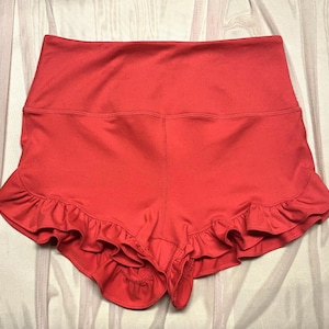 FRILLY ORANGE SHORTS, For Movement, Dance, Gym, Tennis, Size Small, Ruffled Shorts, Unique & Cute