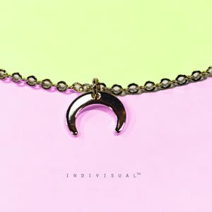 MOON CHARM NECKLACE, 14K Gold Plated Necklace, Crescent Moon Necklace, Gold Chain Necklace, Unisex Moon Necklace, Shiny Gold Charm Necklace